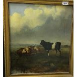 E MONDY "Cattle in a Landscape", oil on