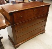 A modern burr walnut and cross-banded secretaire chest in the Georgian style,