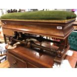 A Victorian walnut framed box seat stool, the upholstered top above waisted sides,