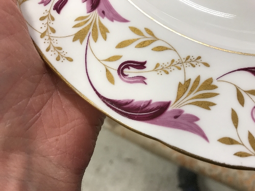 A Royal Crown Derby "Princess" (A1281) pattern part dinner service in puce and gilt foliate design - Image 11 of 12