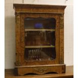 A Victorian walnut and marquetry inlaid side cabinet,