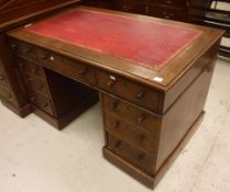 A Victorian mahogany double pedestal desk,