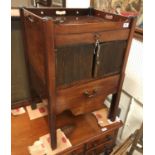 A George III mahogany tray top night table with two cupboard doors (to simluate a tambour front),