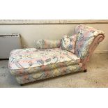 A modern upholstered chaise longue in the Victorian style,