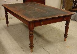 A Victorian stained pine farmhouse style kitchen table,