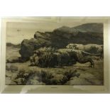 AFTER HERBERT DICKSEE "Marauders", etching, plate size approx 17.