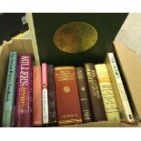 Three boxes of various books to include "The New Elizabethan Reference Dictionary",