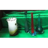 Two Murano Galiano Ferre Sommerso vases with flared bases,