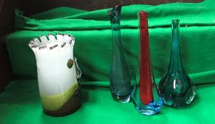 Two Murano Galiano Ferre Sommerso vases with flared bases,