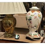 A pair of brassed standard lamps,
