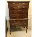 An early 18th Century walnut chest on stand,