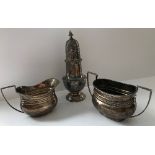 A George V silver sugar caster of typical baluster form (by Goldsmiths & Silversmiths Company