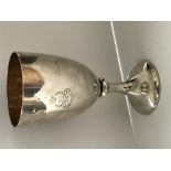 A Victorian silver gilt lined goblet of plain circular form,