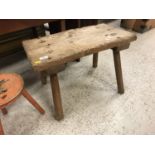 A Victorian treenware miniature pig bench or stool 62 cm x 35 cm x 39.