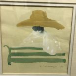 PETER L'ESTRANGE "Figure on a Bench in Hat", watercolour, signed and dated 1983 lower right,