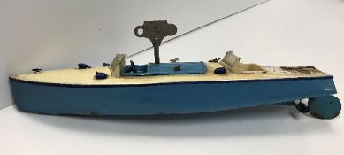 A Hornby Meccano clockwork speed boat (Racer III),