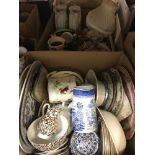 Seven boxes of assorted decorative and household china wares, etc.