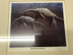 AFTER PETER SCOTT "Courtship in Loch Ness", colour print, limited edition No'd.