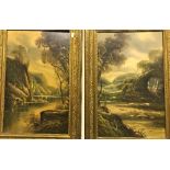 EARLY 20TH CENTURY BRITISH SCHOOL "River Landscapes", a pair, oil on board, unsigned,