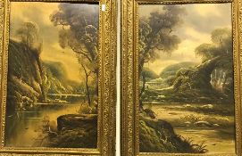 EARLY 20TH CENTURY BRITISH SCHOOL "River Landscapes", a pair, oil on board, unsigned,