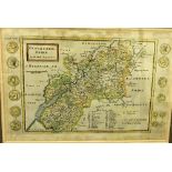 AFTER HERMANN MOLL "Glocestershire", a later coloured black and white engraved map,