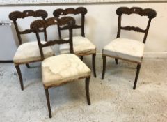 A set of four Victorian mahogany framed bar back dining chairs,