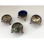 A set of three Victorian silver cauldron salts (London 1855) by William Robert Smily together with