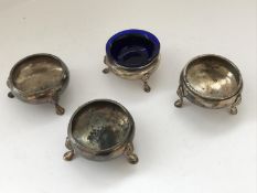 A set of three Victorian silver cauldron salts (London 1855) by William Robert Smily together with