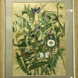 ANNE JOHNSON "Botanical Study with Butterflies, Dragonfly, Thistles, etc.