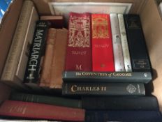 Three boxes of various books mainly on Monarchy and Aristocracy,