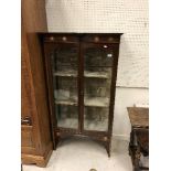 A circa 1900 mahogany china display cabinet with stylised foliate inlaid decoration in satinwood,