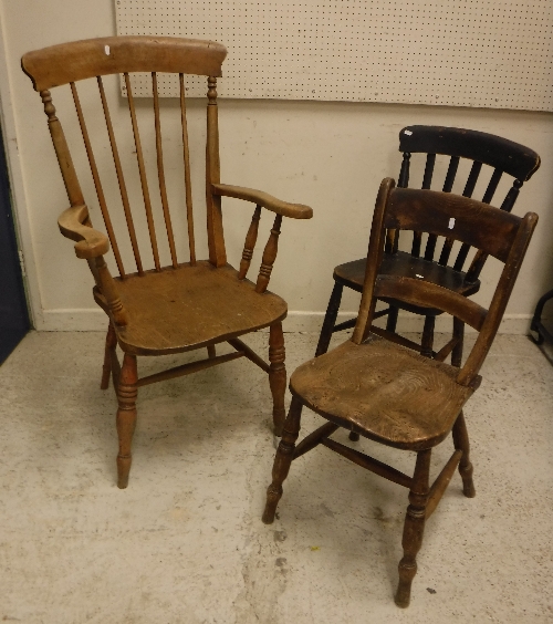 A late Victorian stained beech and elm stick back Windsor type elbow chair, 111 cm high, - Image 2 of 2