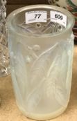 A Lalique 'Laurrier' pattern vase in pale blue,