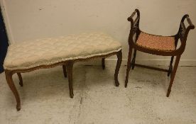 A circa 1900 stained beech framed window seat in the Louis XV taste,