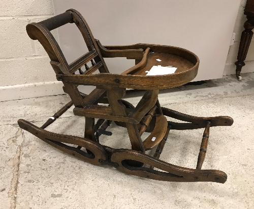 A Victorian stained beech metamorphic highchair of typical form,