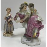 A 19th Century Vienna porcelain figure group of Harlequin and Columbine dancing,