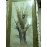 PETER ISSIT "Abstract Fern", watercolour, signed bottom right, image approx 66 cm x 30.