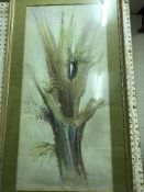 PETER ISSIT "Abstract Fern", watercolour, signed bottom right, image approx 66 cm x 30.