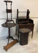 A 19th Century mahogany circular washstand on tripod base,