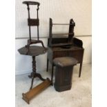 A 19th Century mahogany circular washstand on tripod base,