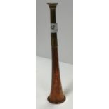 A copper and brass Kohler hunting horn stamped "Kohler and Son makers, Henrietta Street,