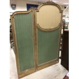 A late Victorian carved giltwood and gesso three fold dressing screen in the Louis XVI taste,