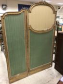 A late Victorian carved giltwood and gesso three fold dressing screen in the Louis XVI taste,