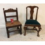 A 20th Century mahogany child's chair in the Georgian style with drop in seat on cabriole legs to