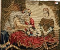 A 19th Century needlework study of "Returning Warriors" (bears Tamlin Auction label Lot 402 24 01