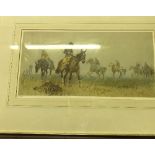 AFTER GILBERT HOLLIDAY "Horses and Jockeys in Field", limited edition colour print No'd.