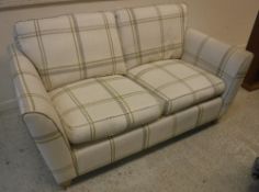A Laura Ashley "Ashton" two seat sofa in Loxley olive / light oak check,