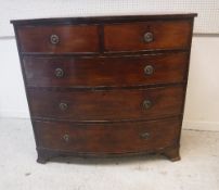 A Victorian mahogany bow fronted chest,