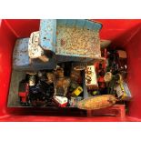 A large collection of playworn toys to include Matchbox, Lledo, Corgi Classic Toys,