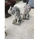 A pair of composite stone lions,